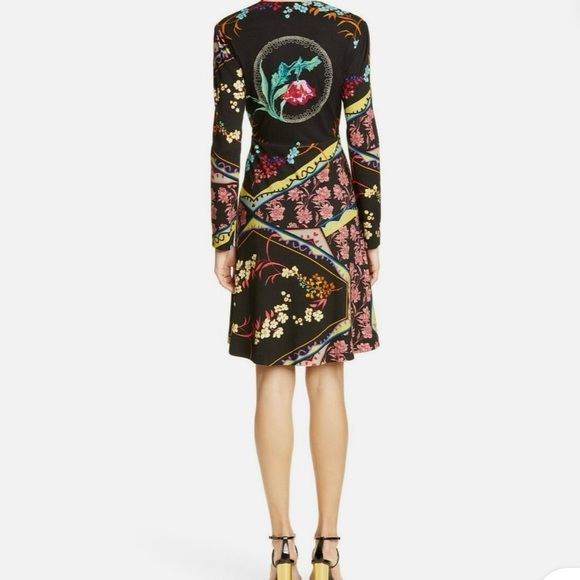 ETRO Black Floral Print V-Neck Dress - Picture 2 of 5